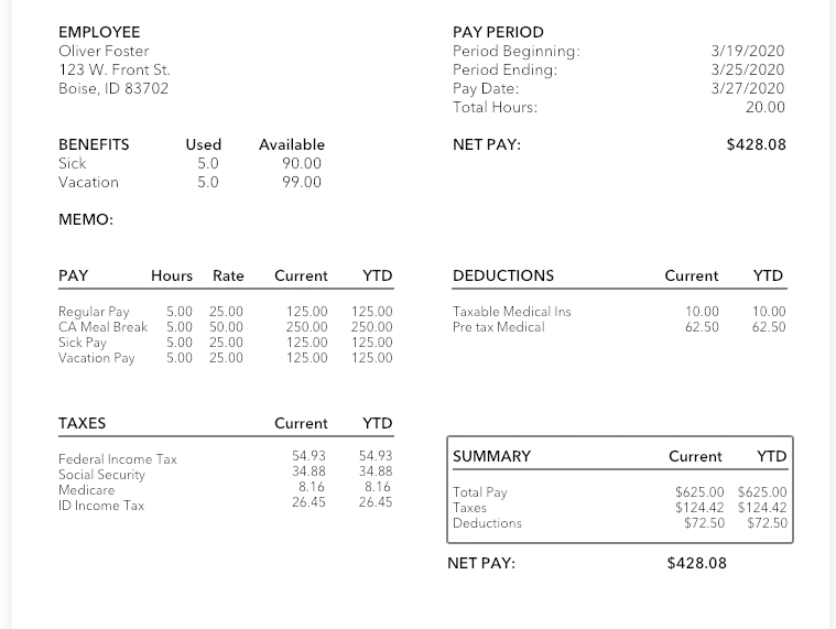 pay stub example